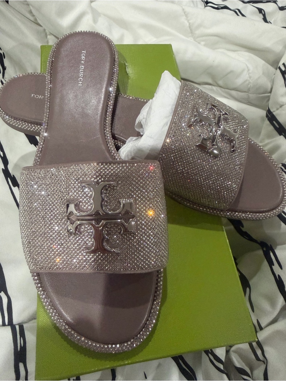 Tory Burch Women's Sparkle Slide Sandals in Blush
